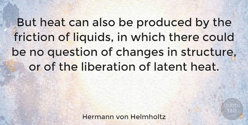 Hermann von Helmholtz Quote About Friction, Liberation, Produced: But Heat Can Also Be...