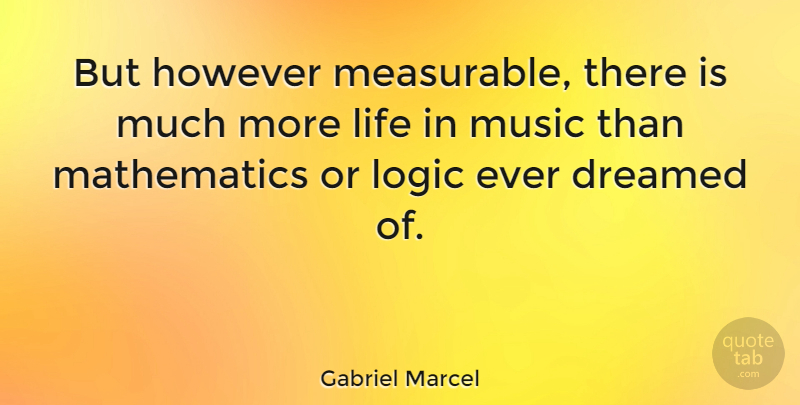 Gabriel Marcel Quote About Logic, Mathematics: But However Measurable There Is...