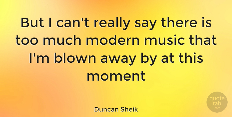 Duncan Sheik Quote About Too Much, Moments, Modern: But I Cant Really Say...