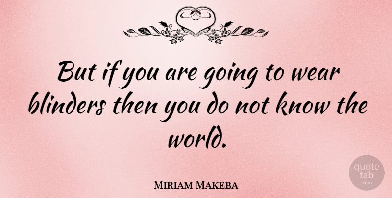Miriam Makeba Quote About World, Blinders, Ifs: But If You Are Going...