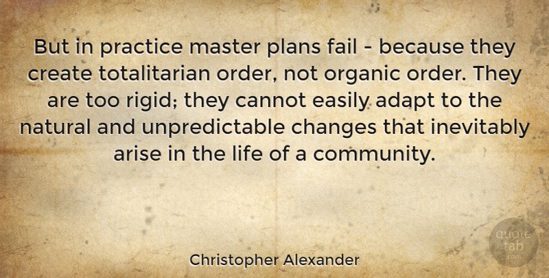 Christopher Alexander Quote About Order, Practice, Community: But In Practice Master Plans...