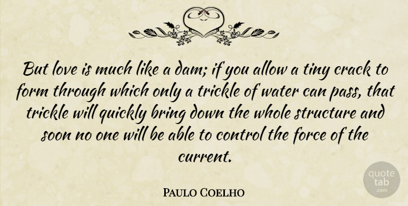 Paulo Coelho Quote About Love, Water, Dams: But Love Is Much Like...