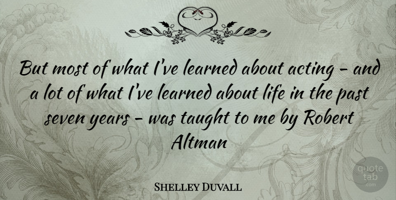 Shelley Duvall: But most of what I've learned about acting - and a lot ...