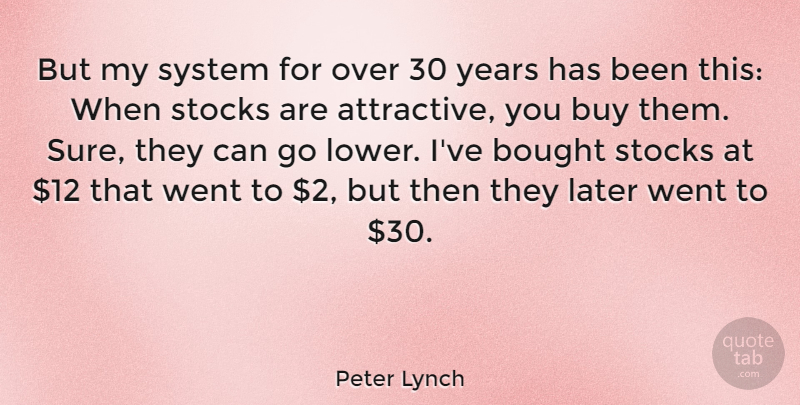 Peter Lynch Quote About Bought, Buy, Later, Stocks: But My System For Over...