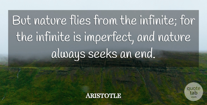 Aristotle Quote About Nature, Imperfect, Infinite: But Nature Flies From The...