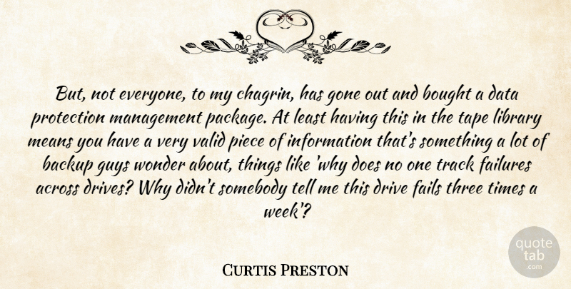 Curtis Preston Quote About Across, Backup, Bought, Data, Drive: But Not Everyone To My...