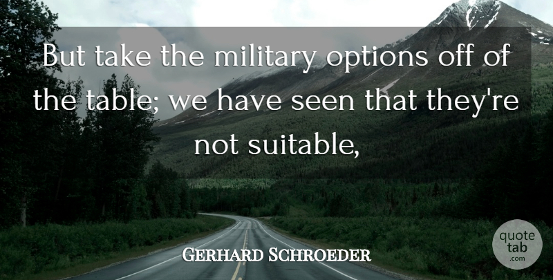 Gerhard Schroeder Quote About Military, Options, Seen: But Take The Military Options...