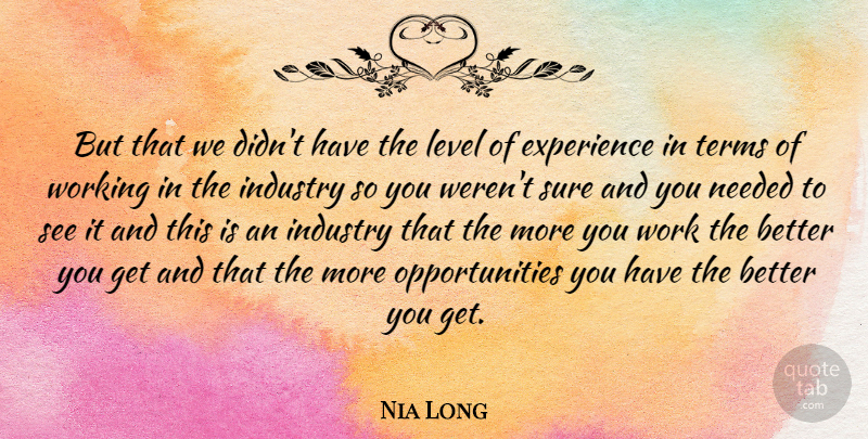 Nia Long Quote About Opportunity, Levels, Term: But That We Didnt Have...
