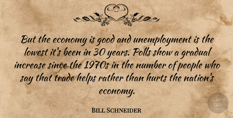Bill Schneider Quote About Economy, Good, Gradual, Helps, Hurts: But The Economy Is Good...