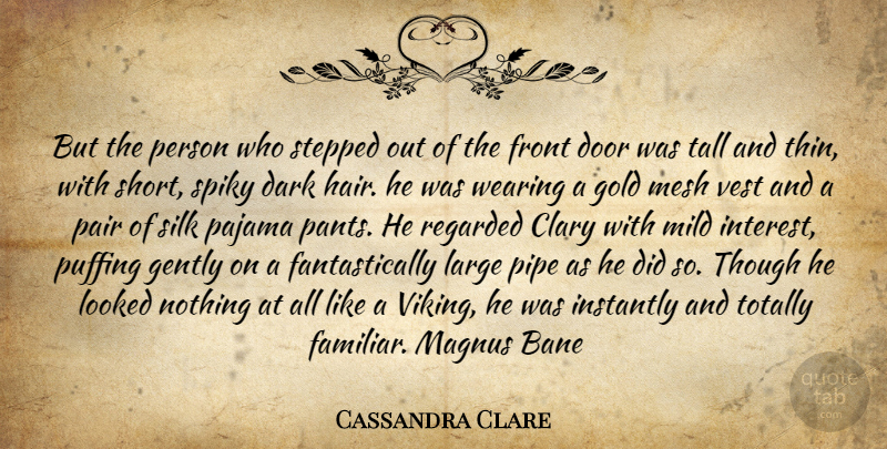 Cassandra Clare Quote About Dark, Hair, Doors: But The Person Who Stepped...