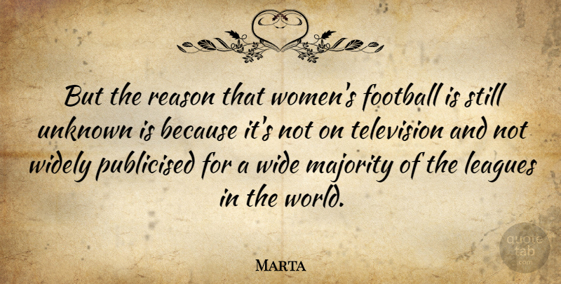 Marta Quote About Leagues, Majority, Reason, Unknown, Widely: But The Reason That Womens...