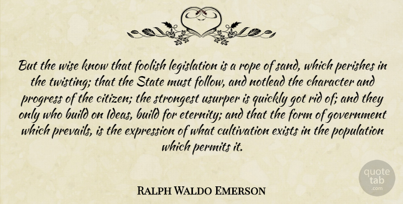 Ralph Waldo Emerson Quote About Wise, Character, Government: But The Wise Know That...