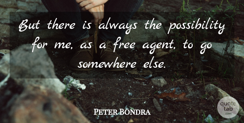 Peter Bondra Quote About Free, Somewhere: But There Is Always The...