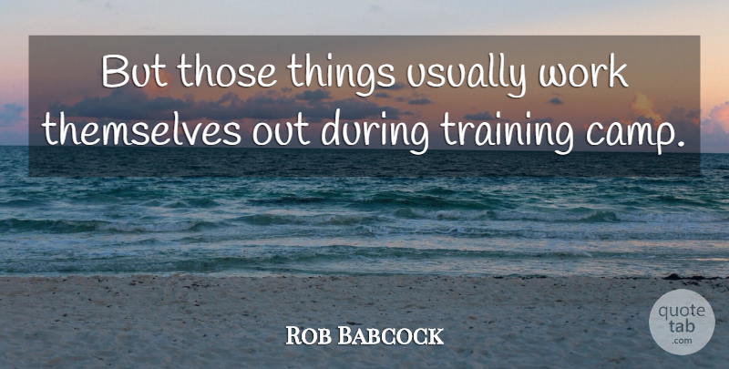 Rob Babcock Quote About Themselves, Training, Work: But Those Things Usually Work...
