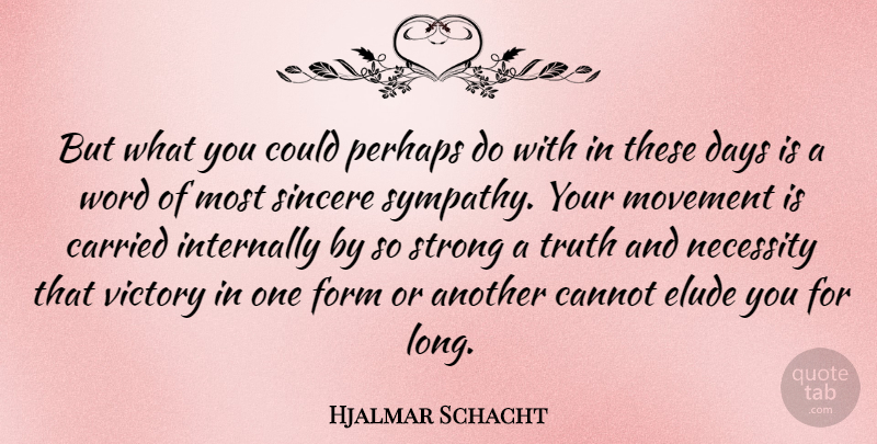 Hjalmar Schacht Quote About Sympathy, Strong, Elude Us: But What You Could Perhaps...