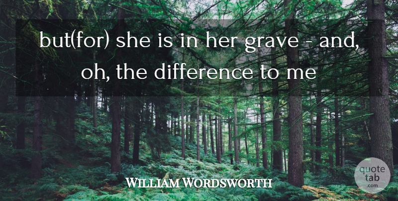 William Wordsworth Quote About Difference, Grave: Butfor She Is In Her...
