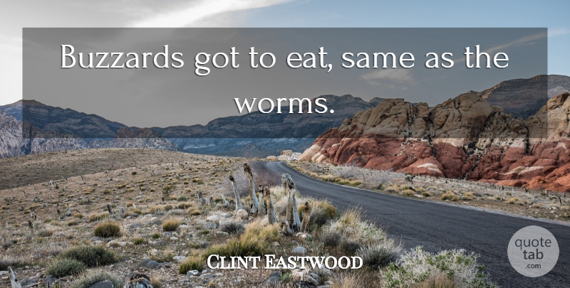 Clint Eastwood Quote About Buzzards, Worms: Buzzards Got To Eat Same...