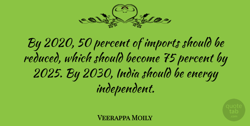 Veerappa Moily Quote About Independent, Energy, India: By 2020 50 Percent Of...