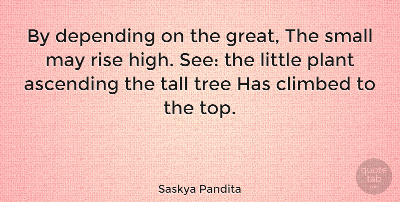 Saskya Pandita Quote About Ascending, Climbed, Depending, French Scientist, Plant: By Depending On The Great...