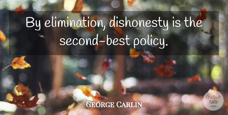 George Carlin Quote About Honesty, Comedian, Second Best: By Elimination Dishonesty Is The...