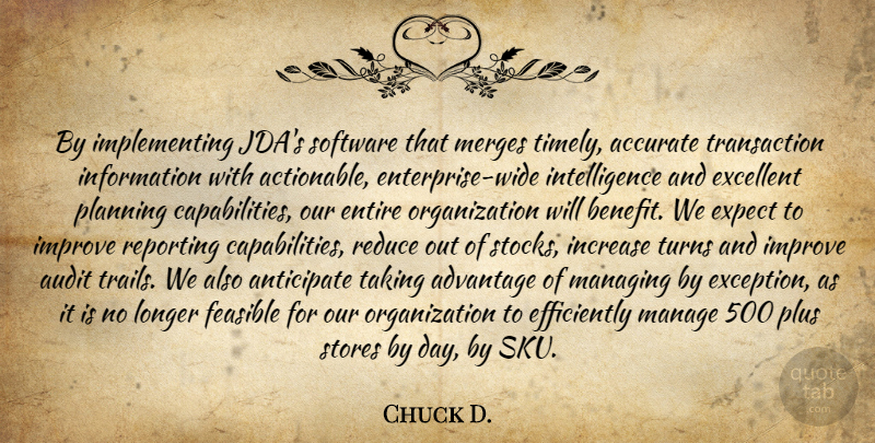Chuck D. Quote About Accurate, Advantage, Anticipate, Audit, Entire: By Implementing Jdas Software That...