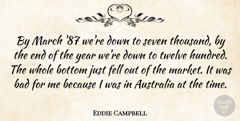 Eddie Campbell Quote About Australia, Bad, Bottom, Fell, March: By March 87 Were Down...