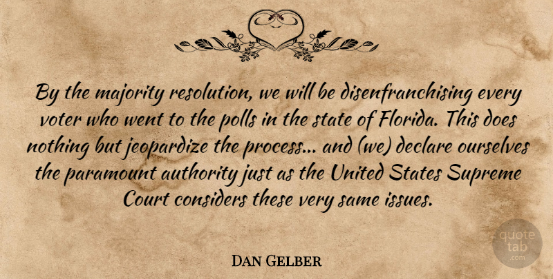 Dan Gelber Quote About Authority, Considers, Court, Declare, Jeopardize: By The Majority Resolution We...