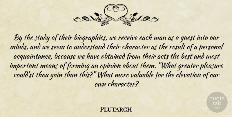 Plutarch Quote About Character, Mean, Men: By The Study Of Their...