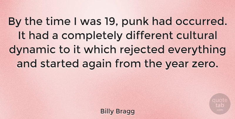 Billy Bragg Quote About Zero, Years, Different: By The Time I Was...