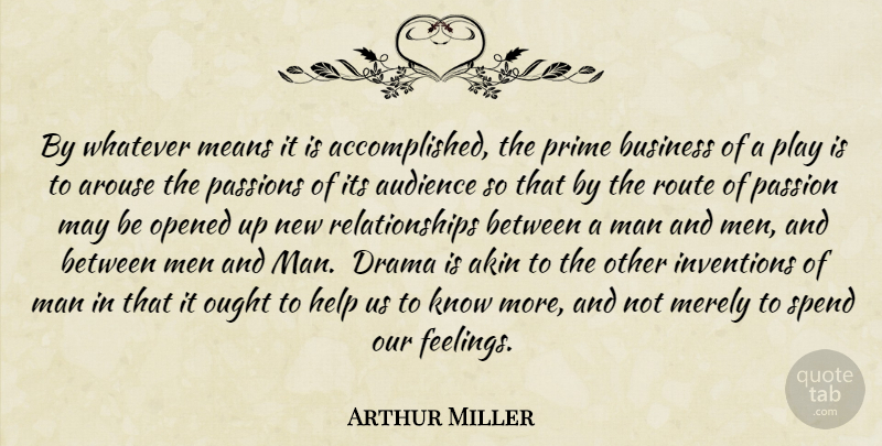 Arthur Miller Quote About Drama, Mean, Passion: By Whatever Means It Is...