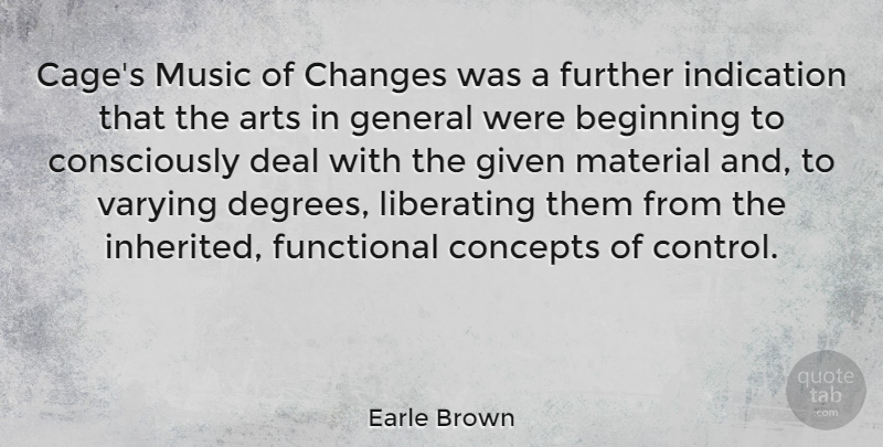 Earle Brown Quote About Art, Cages, Degrees: Cages Music Of Changes Was...