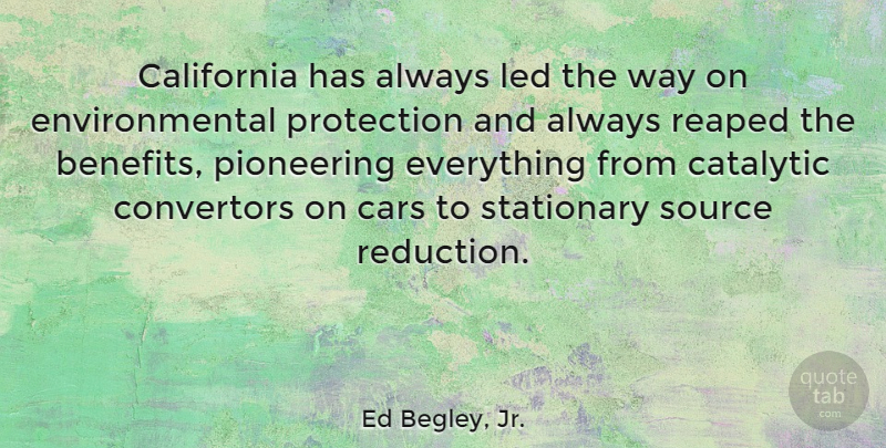 Ed Begley, Jr. Quote About California, Car, Environmental: California Has Always Led The...