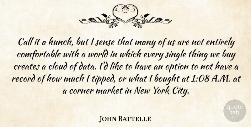 John Battelle Quote About Bought, Buy, Call, Corner, Creates: Call It A Hunch But...