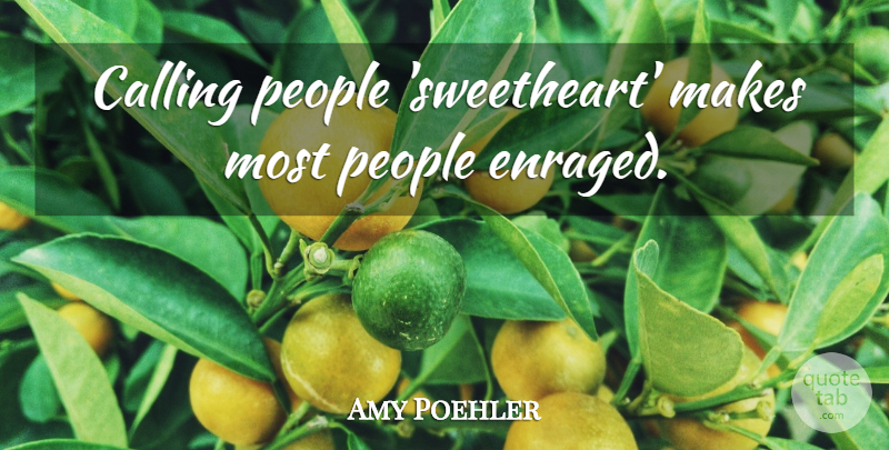 Amy Poehler Quote About People, Calling, Sweetheart: Calling People Sweetheart Makes Most...