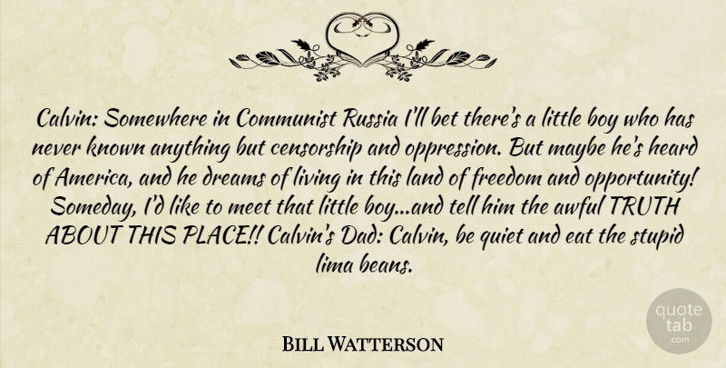 Bill Watterson Quote About Dream, Dad, Stupid: Calvin Somewhere In Communist Russia...