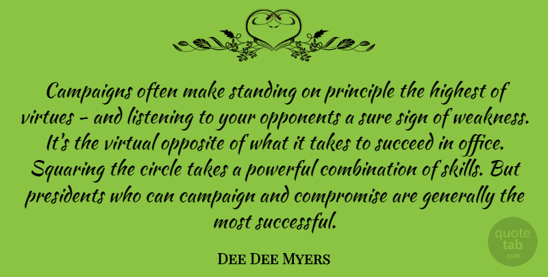 Dee Dee Myers Quote About Powerful, Successful, Opposites: Campaigns Often Make Standing On...
