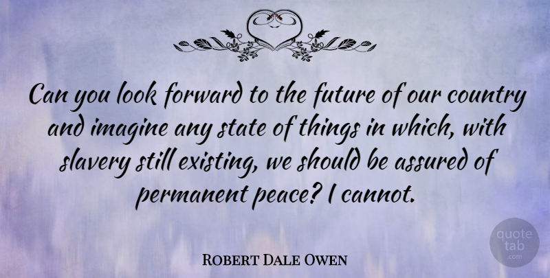 Robert Dale Owen Quote About Assured, Country, Forward, Future, Imagine: Can You Look Forward To...
