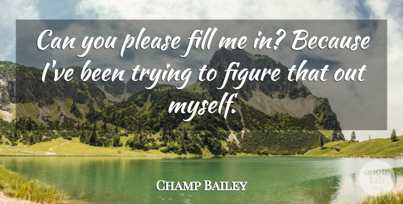 Champ Bailey Quote About Figure, Fill, Please, Trying: Can You Please Fill Me...