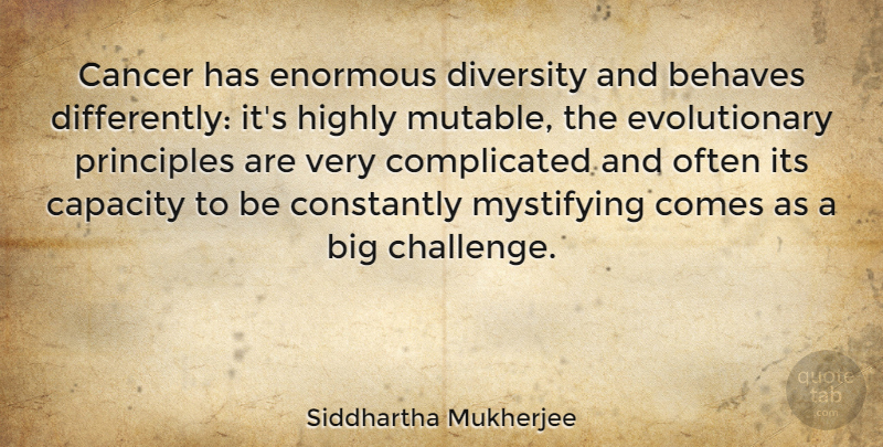 Siddhartha Mukherjee Quote About Cancer, Diversity, Challenges: Cancer Has Enormous Diversity And...
