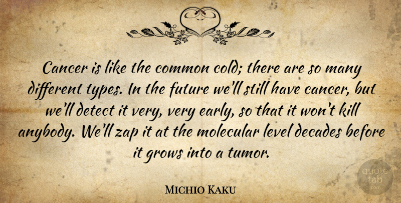Michio Kaku Quote About Common, Decades, Detect, Future, Grows: Cancer Is Like The Common...