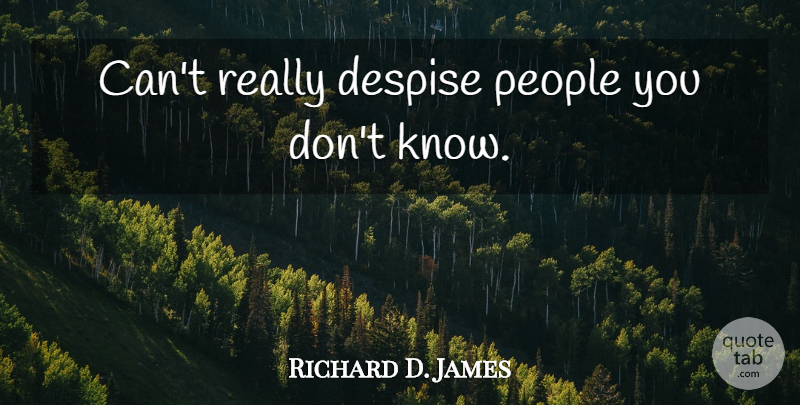Richard D. James Quote About People, Despise, Knows: Cant Really Despise People You...