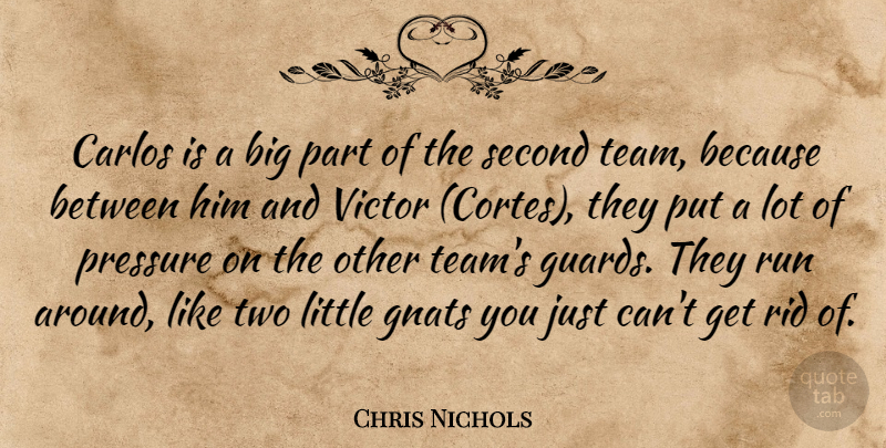 Chris Nichols Quote About Pressure, Rid, Run, Second, Victor: Carlos Is A Big Part...