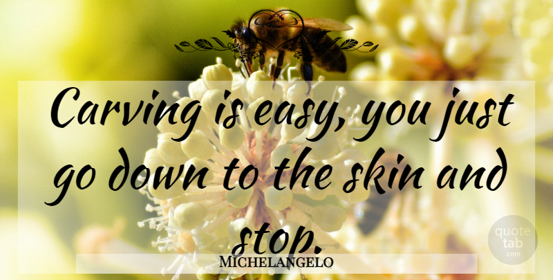 Michelangelo Quote About Artist, Skins, Easy: Carving Is Easy You Just...