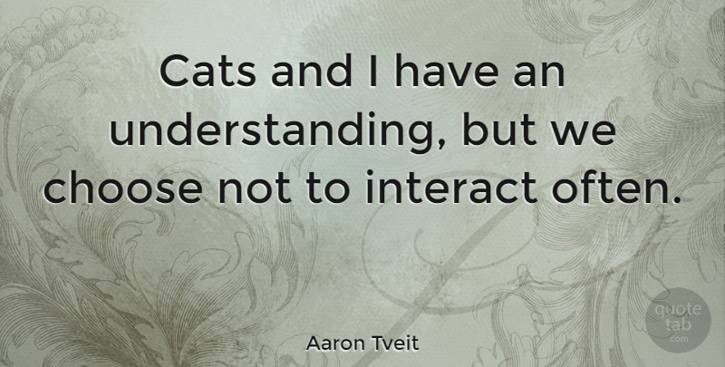 Aaron Tveit Quote About Cat, Understanding: Cats And I Have An...