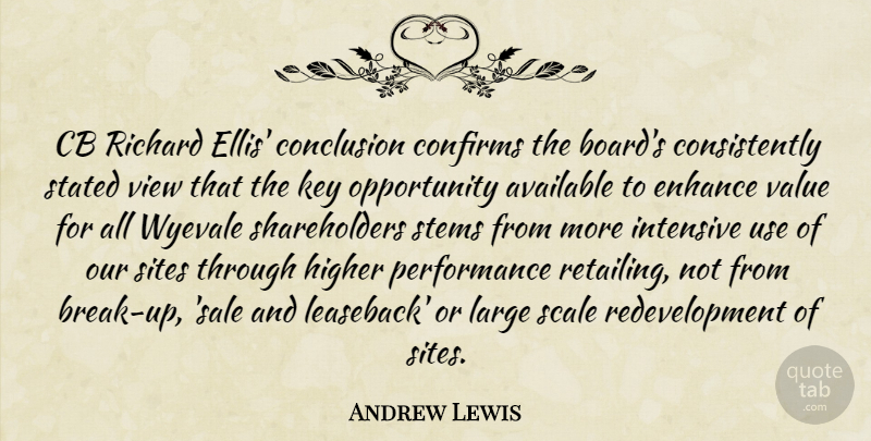 Andrew Lewis Quote About Available, Conclusion, Enhance, Higher, Intensive: Cb Richard Ellis Conclusion Confirms...