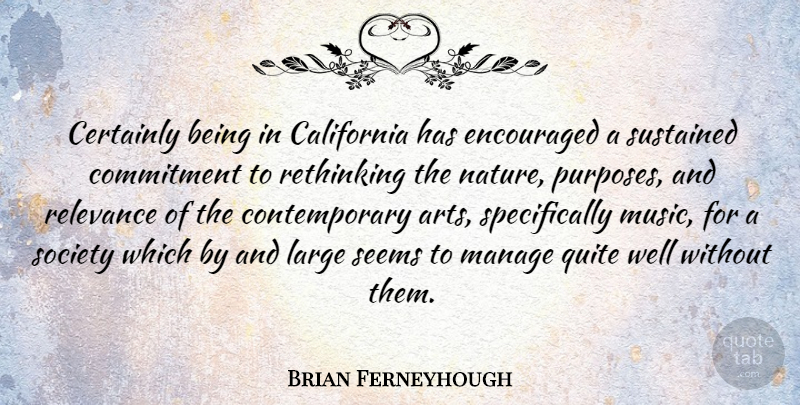 Brian Ferneyhough Quote About Art, Commitment, California: Certainly Being In California Has...