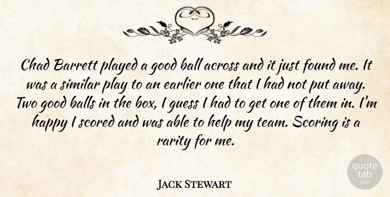 Jack Stewart Quote About Across, Ball, Balls, Chad, Earlier: Chad Barrett Played A Good...
