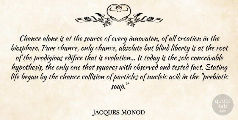 Jacques Monod Quote About Roots, Squares, Liberty: Chance Alone Is At The...