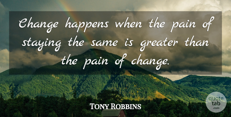 Tony Robbins Quote About Change, Leadership, Pain: Change Happens When The Pain...