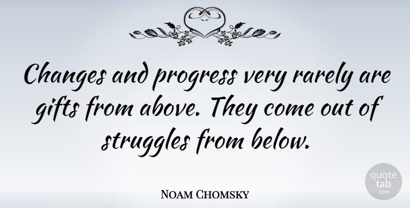 Noam Chomsky Quote About Gifts, Rarely: Changes And Progress Very Rarely...